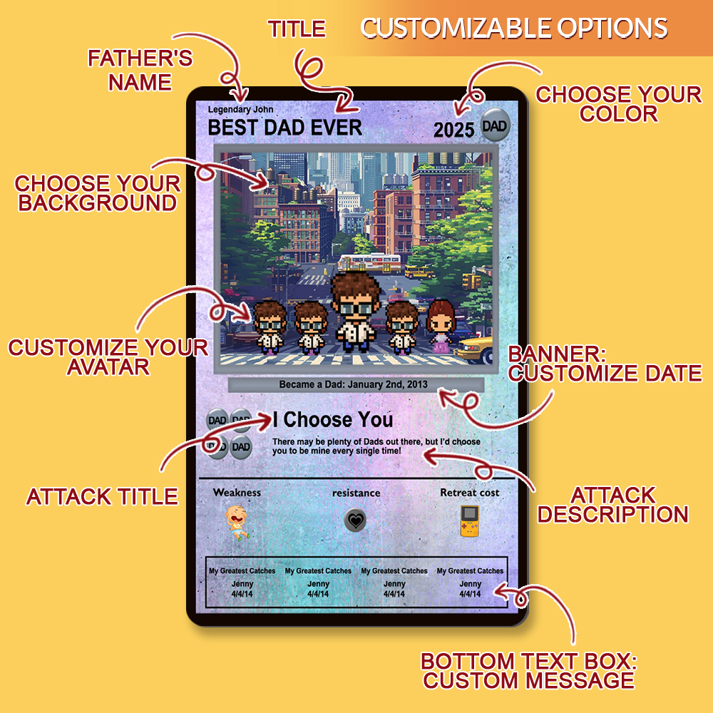 Tarjeta Personalizada De Anime Monster Para El Día Del Padre - Regalo Personalizado Para Papá - Regalos Personalizados Para El Día Del Padre - Regalos Para Papá - 