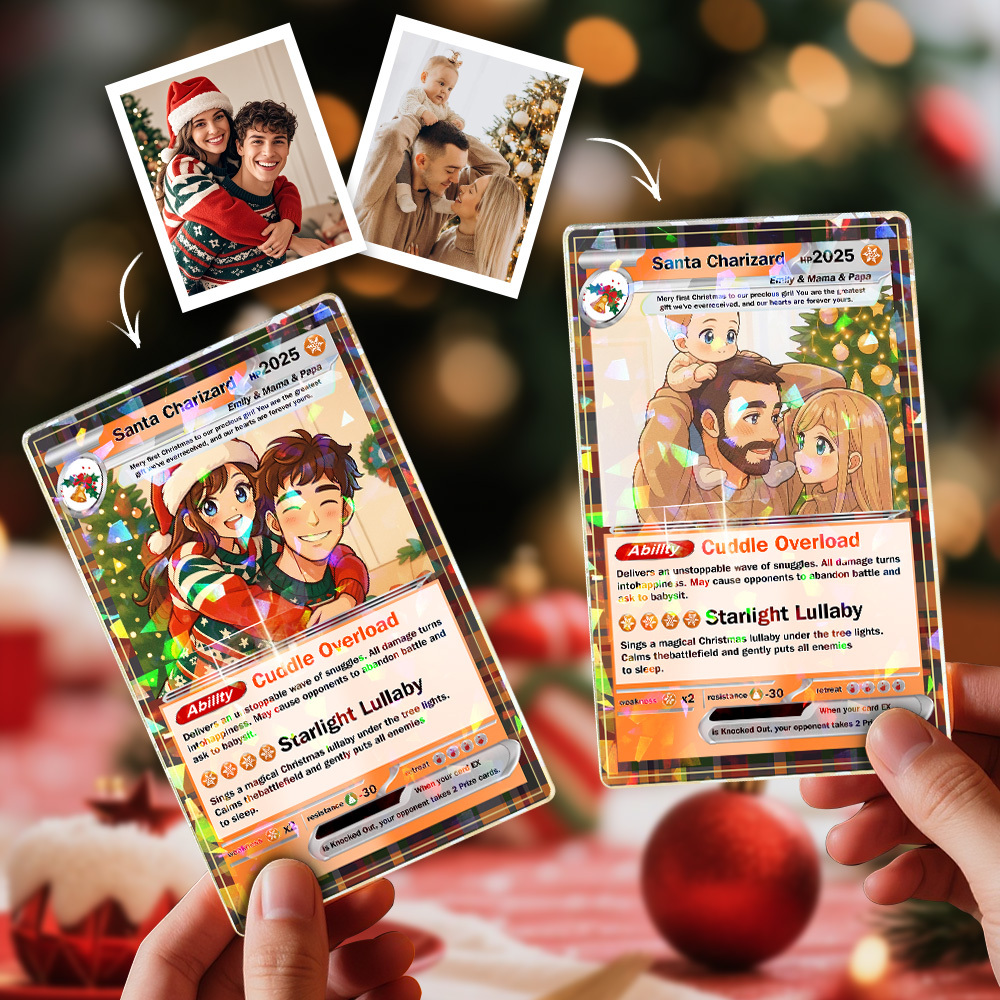 Tarjeta De Juego Navideña Personalizada, Tarjeta Coleccionable De Dibujos Animados Personalizada Con Foto Y Nombre, Regalo Navideño Único Para Un Ser Querido. - 