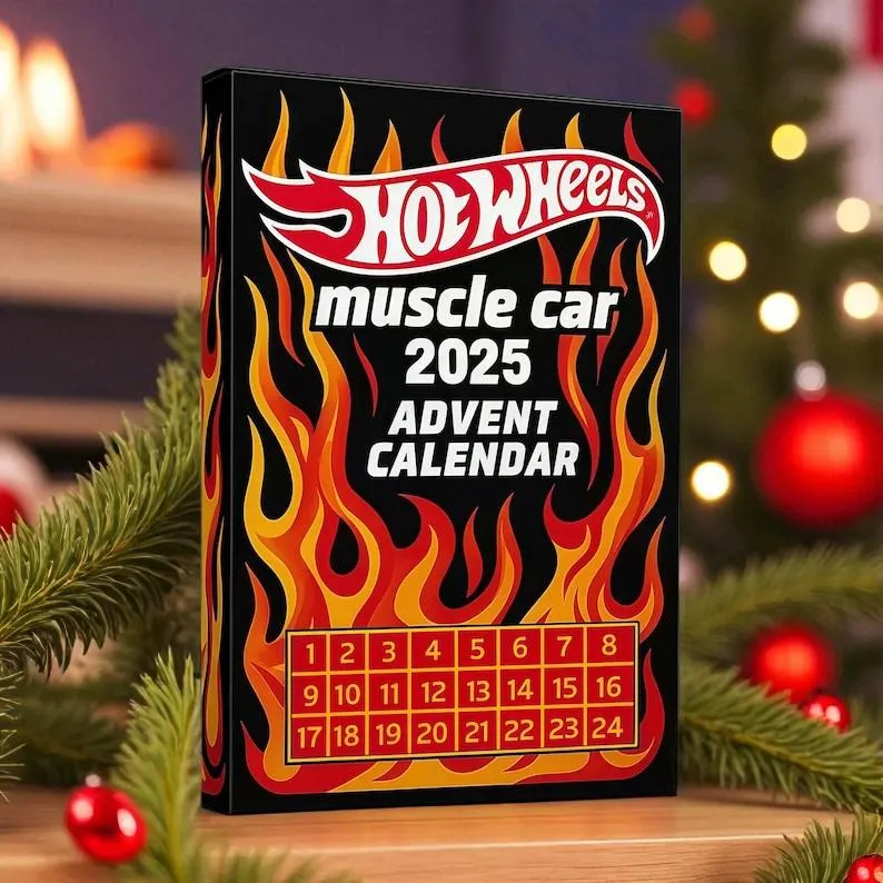 Calendario De Adviento Hot Rod 2025: 24 Días De Adornos Acrílicos De Muscle Car Clásicos - 