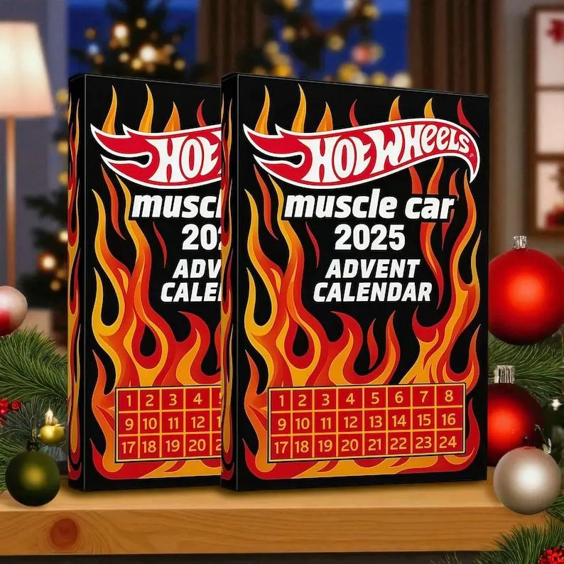 Calendario De Adviento Hot Rod 2025: 24 Días De Adornos Acrílicos De Muscle Car Clásicos - 