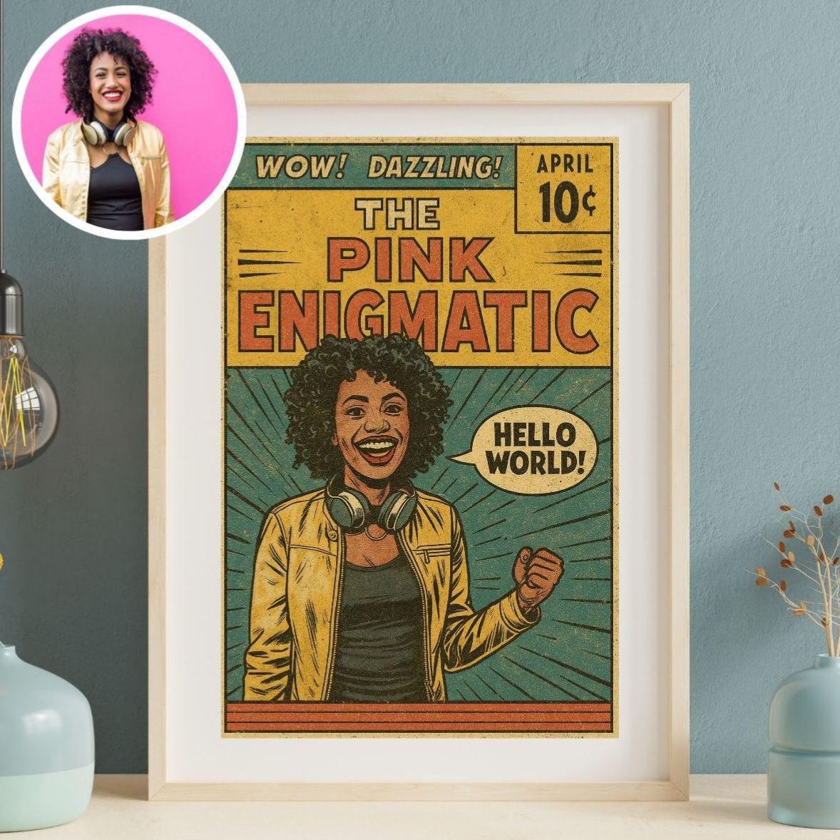 Retrato Personalizado De Portada De Cómic Retro A Partir De Una Foto, Lienzo Decorativo Para Pared | Arte Vintage Retro Con 8 Estilos De Fondo, Regalo Para Amigos O Parejas - 