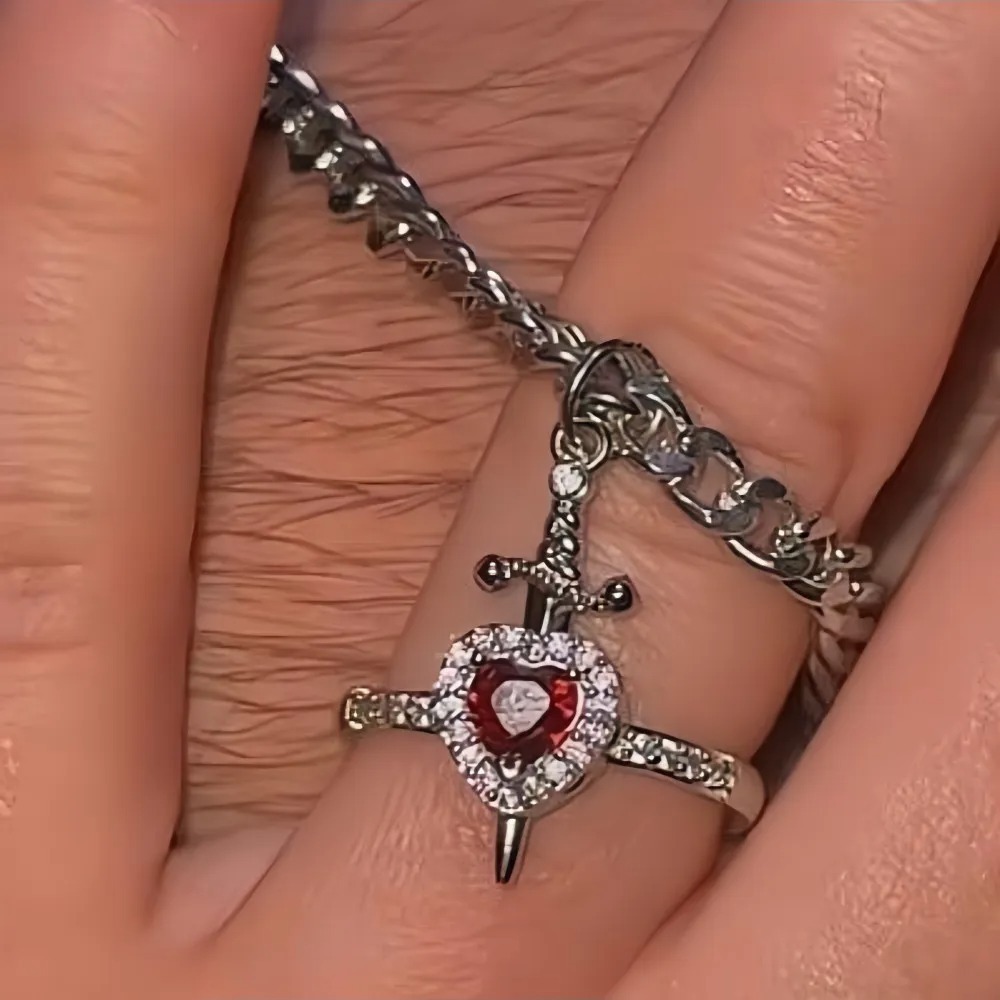 Conjunto De Anillo Y Pulsera 'estás En Mi Corazón' Pulsera Con Anillo Y Espada De Corazón - 