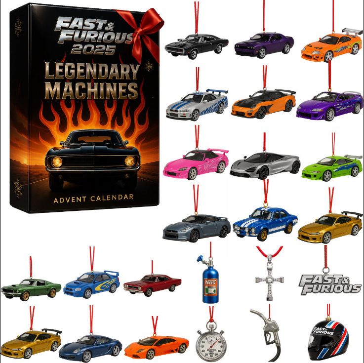 Calendario De Adviento Hot Rod 2025: 24 Días De Adornos Acrílicos De Muscle Car Clásicos - 