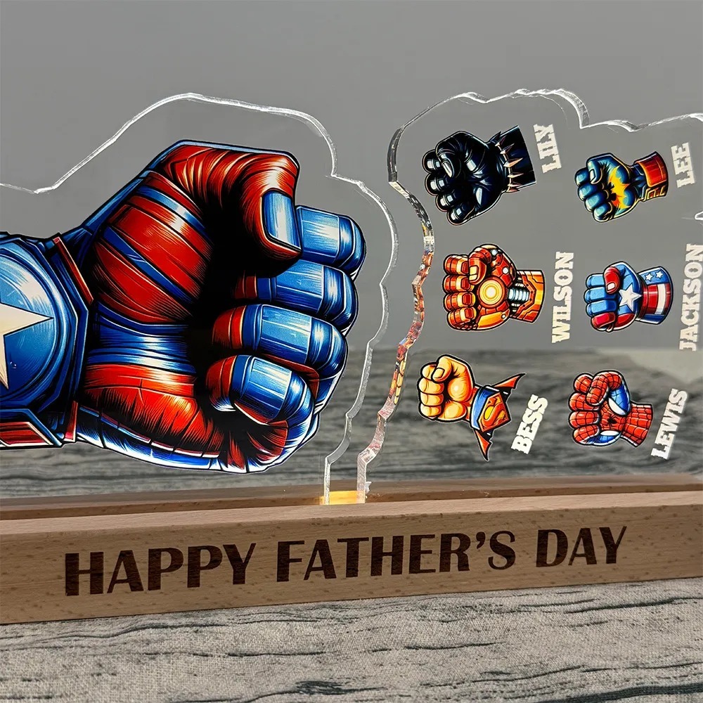 Lámpara Y Decoración Personalizada 3d De 15 Mm De Grosor Con El Texto 'super Papá Choca Puños' Y 'el Mejor Papá Del Mundo'. - 