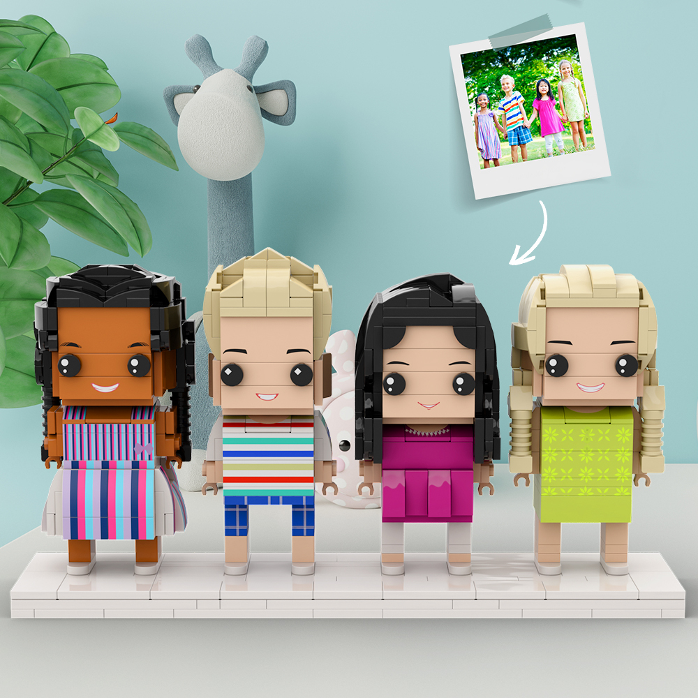 Giocattolo Creativo Regalo Per Bambini Figure Di Mattoni Personalizzate Corpo Intero Personalizzabili 4 Persone - 