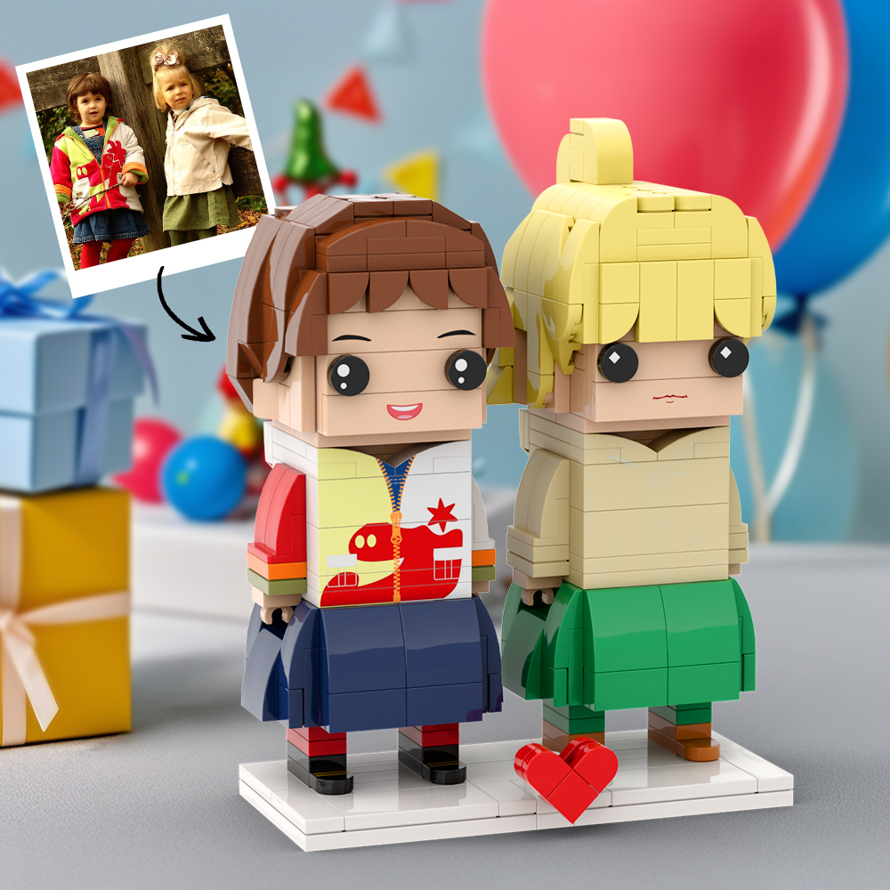 Felice Festa Dei Bambini Regali Per Gravidanza Personalizzabili Per 2 Persone Figure In Mattoni Personalizzate A Corpo Intero - 