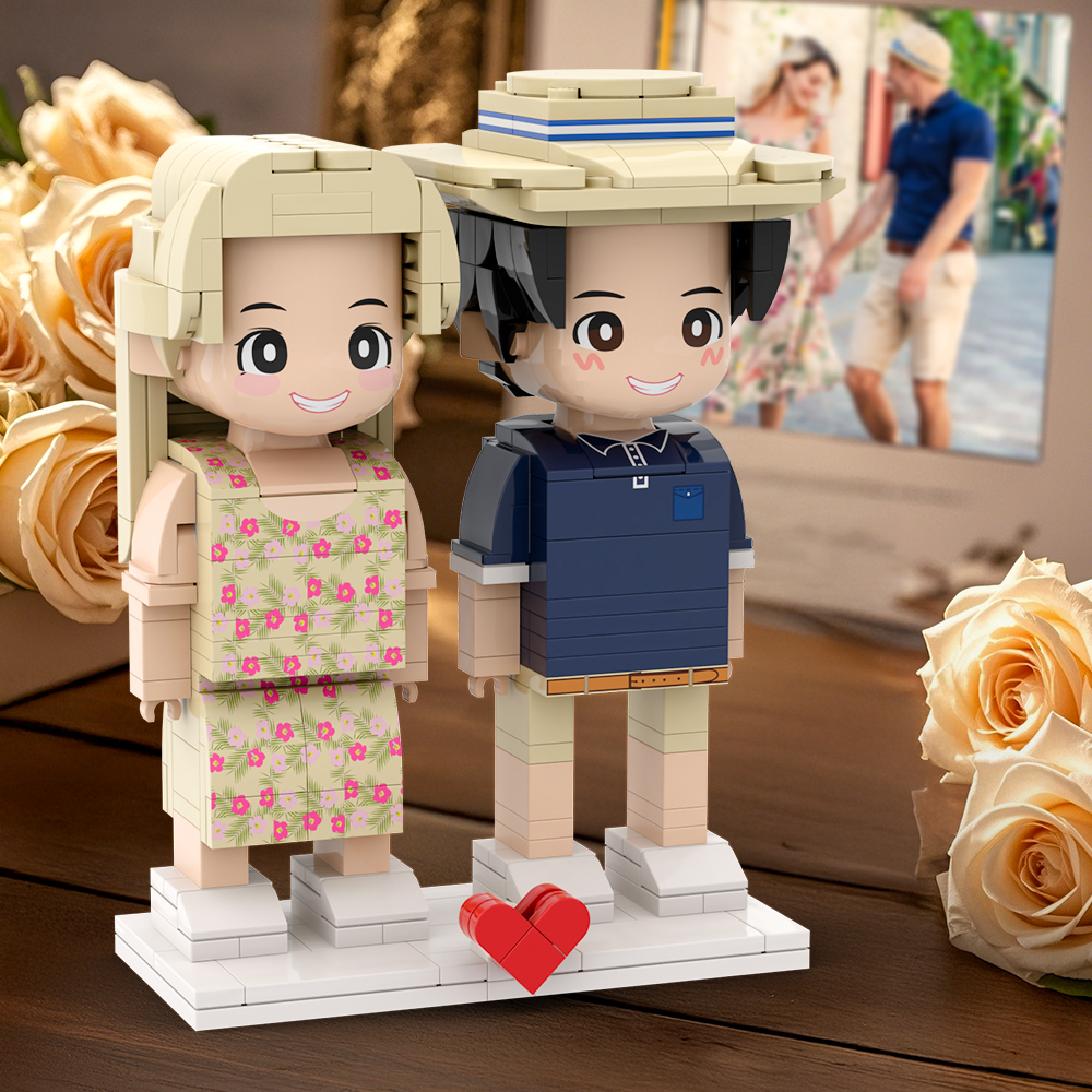 Figura Di Mattoni Duddu A Figura Intera Per 2 Persone, Coppia Di Figure Di Mattoni Personalizzate, Regalo Di Anniversario - 