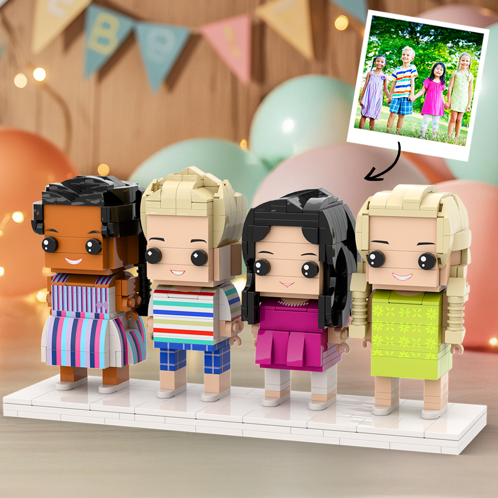 Giocattolo Creativo Regalo Per Bambini Figure Di Mattoni Personalizzate Corpo Intero Personalizzabili 4 Persone - 