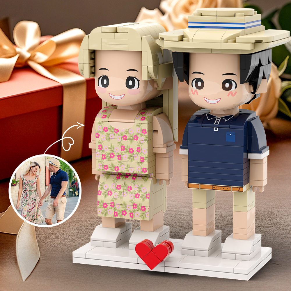 Figura Di Mattoni Duddu A Figura Intera Per 2 Persone, Coppia Di Figure Di Mattoni Personalizzate, Regalo Di Anniversario - 