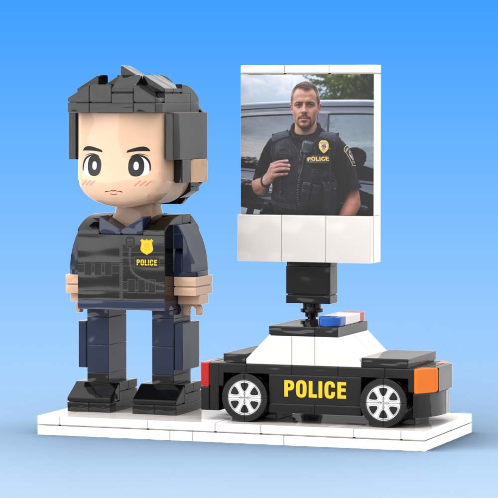 Regalo Per La Polizia Personalizzabile 1 Persona Regalo Corpo Intero Figure In Mattoni Personalizzate - 