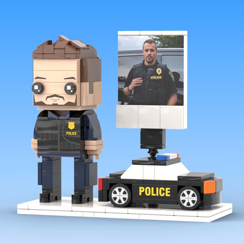 Regalo Per La Polizia Personalizzabile 1 Persona Regalo Corpo Intero Figure In Mattoni Personalizzate - 
