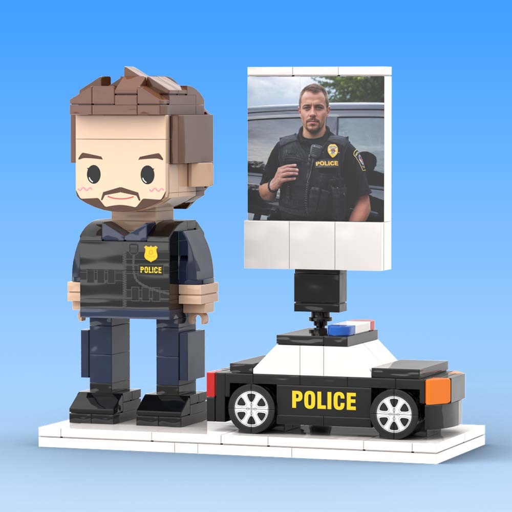 Regalo Per La Polizia Personalizzabile 1 Persona Regalo Corpo Intero Figure In Mattoni Personalizzate - 