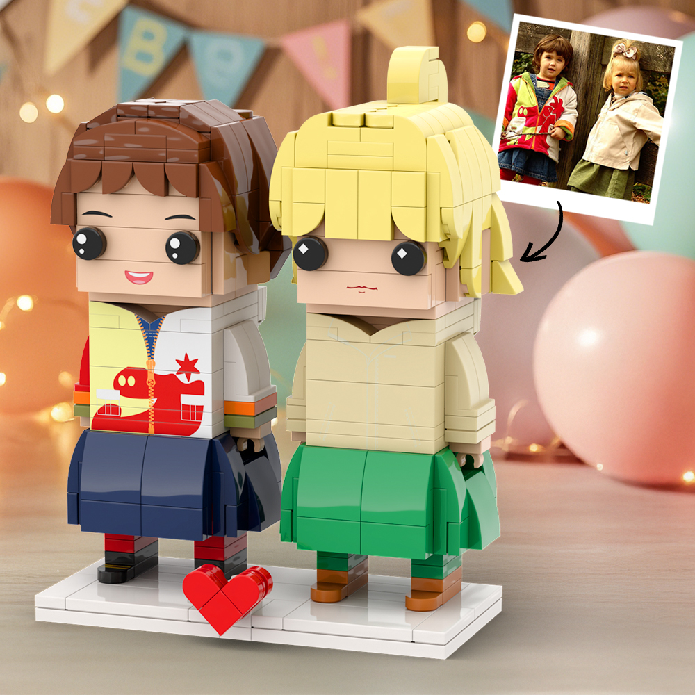 Felice Festa Dei Bambini Regali Per Gravidanza Personalizzabili Per 2 Persone Figure In Mattoni Personalizzate A Corpo Intero - 