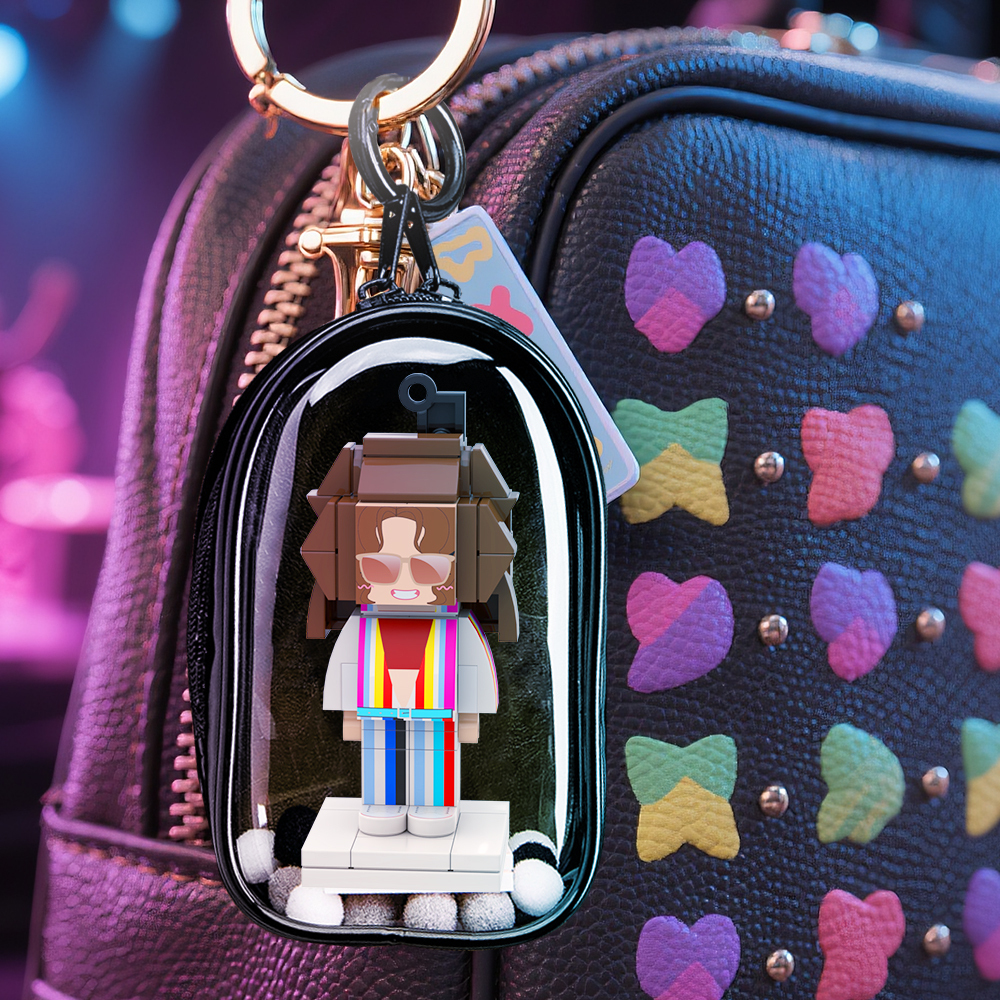 Mini Figure Di Mattoncini Personalizzate, Portachiavi Con Blocchi Di Particelle Piccole Personalizzabili Per 1 Persona, Ciondolo Divertente Per Borsa - 