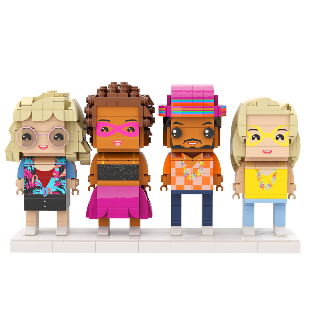 Personaggi In Mattoni Personalizzati A Figura Intera, 4 Persone, Regalo Creativo Per Bff - 