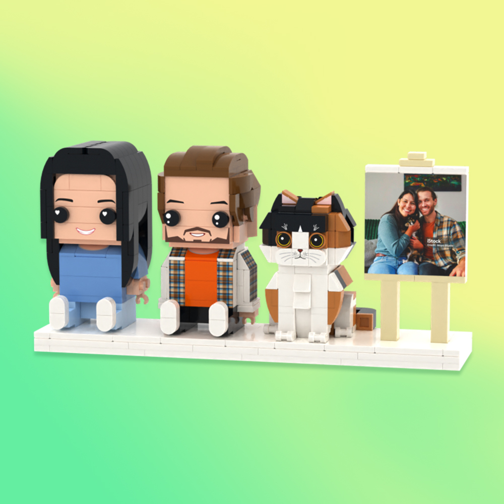 Figure Di Mattoni Personalizzate A Figura Intera Sedute, Figure Di Mattoni Personalizzate Per 2 Persone, Giocattolo Di Plastica Ad Incastro Universale, Regalo Di Natale - 