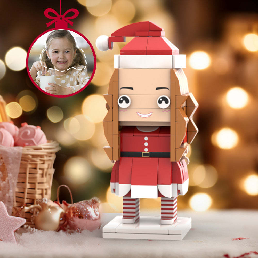 Regali Di Natale Per Lei Figure In Mattoni Con Testa Personalizzata Figure In Mattoni Con Vestito Natalizio Personalizzato Per Ragazza Giocattolo Con Blocchi Di Piccole Particelle - minebrickit