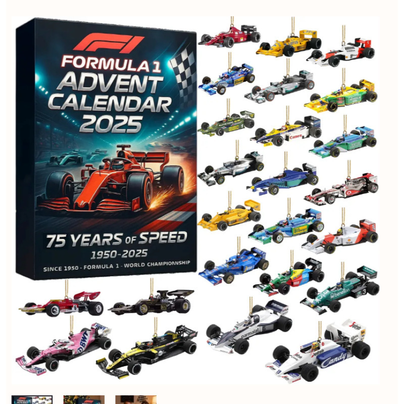 Calendario Dell'avvento Hot Rod 2025: 24 Giorni Di Decorazioni Acriliche A Forma Di Muscle Car D'epoca - 