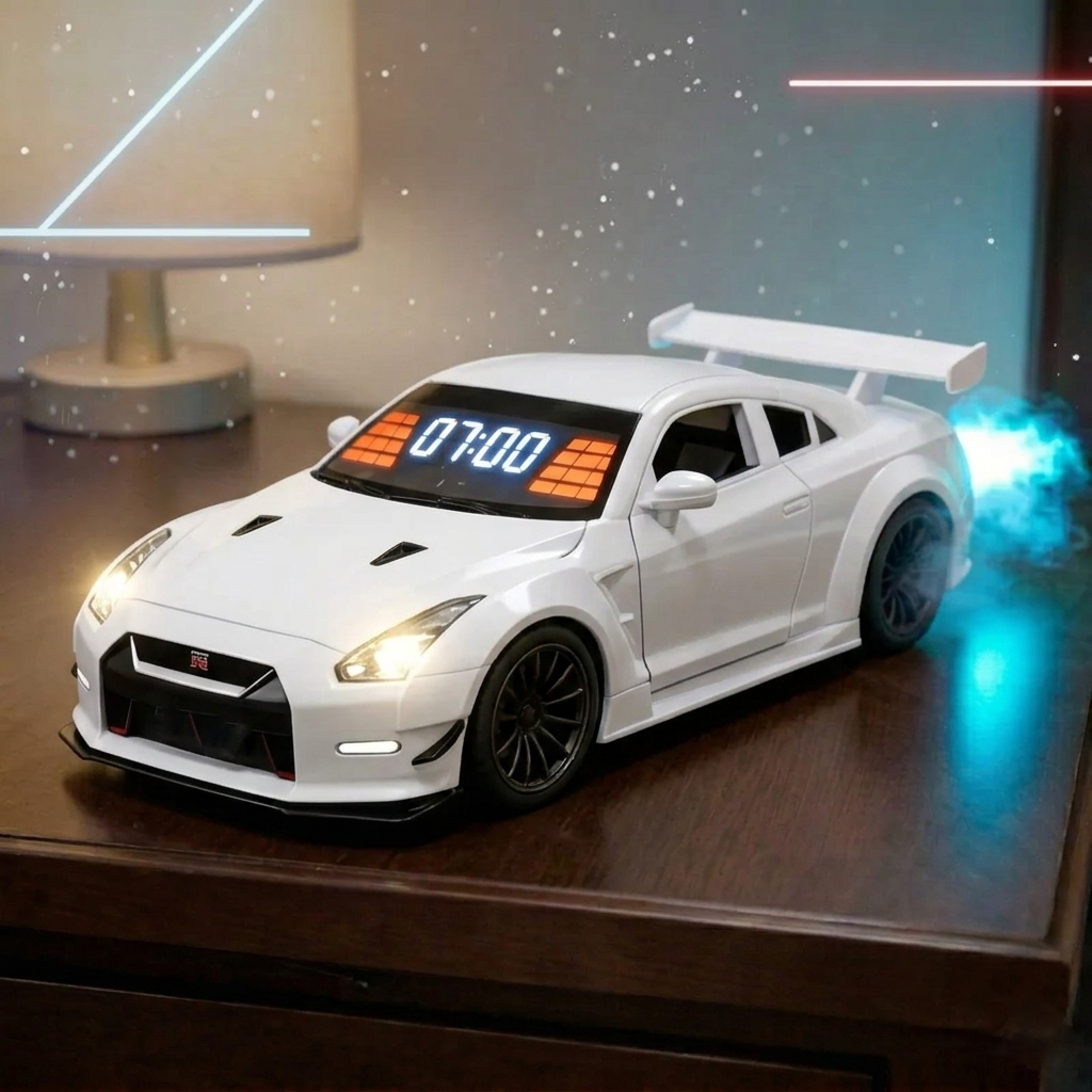 Sveglia Hypercar Con Suono Del Motore, Effetto Scarico E Luci A Led - Regalo Da Scrivania Per Gli Amanti Delle Auto - 