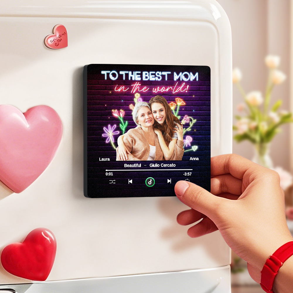 Magnete Da Frigorifero Musicale Personalizzato E Magnete Da Frigorifero Con Foto, Adesivo Da Parete Con Foto Musicale Che Può Essere Riprodotto, Regalo Per La Mamma - 