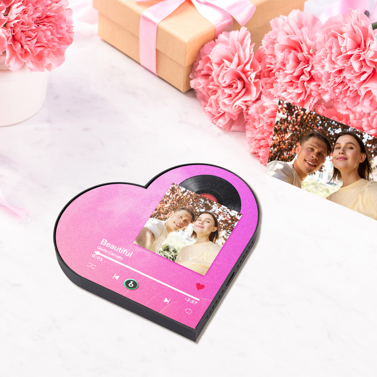 Magnete Da Frigorifero Musicale Personalizzato, Cornice A Forma Di Cuore, Adesivo Fotografico Da Parete Con Musica - 