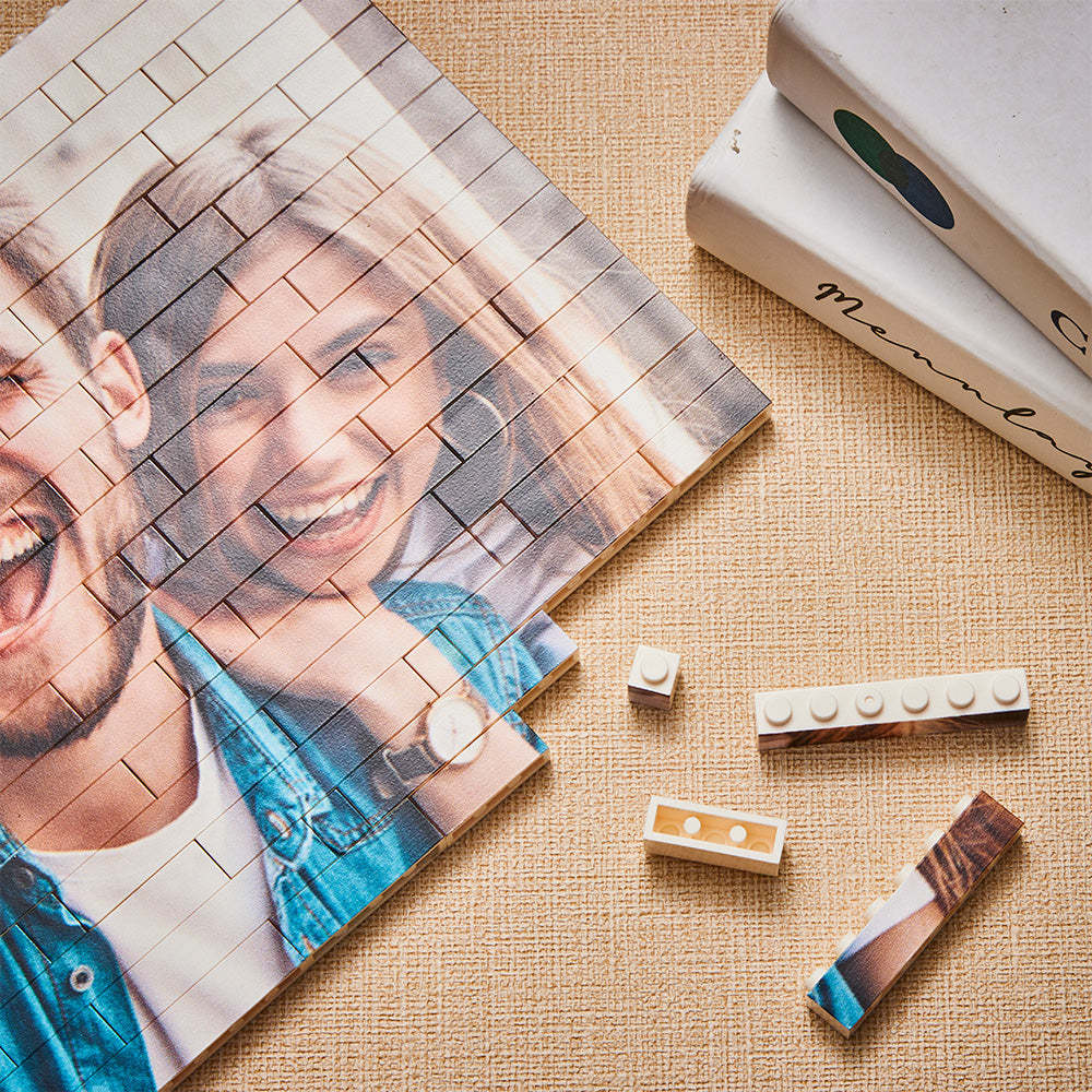 Cornice per foto in mattoni da costruzione personalizzata con musica 