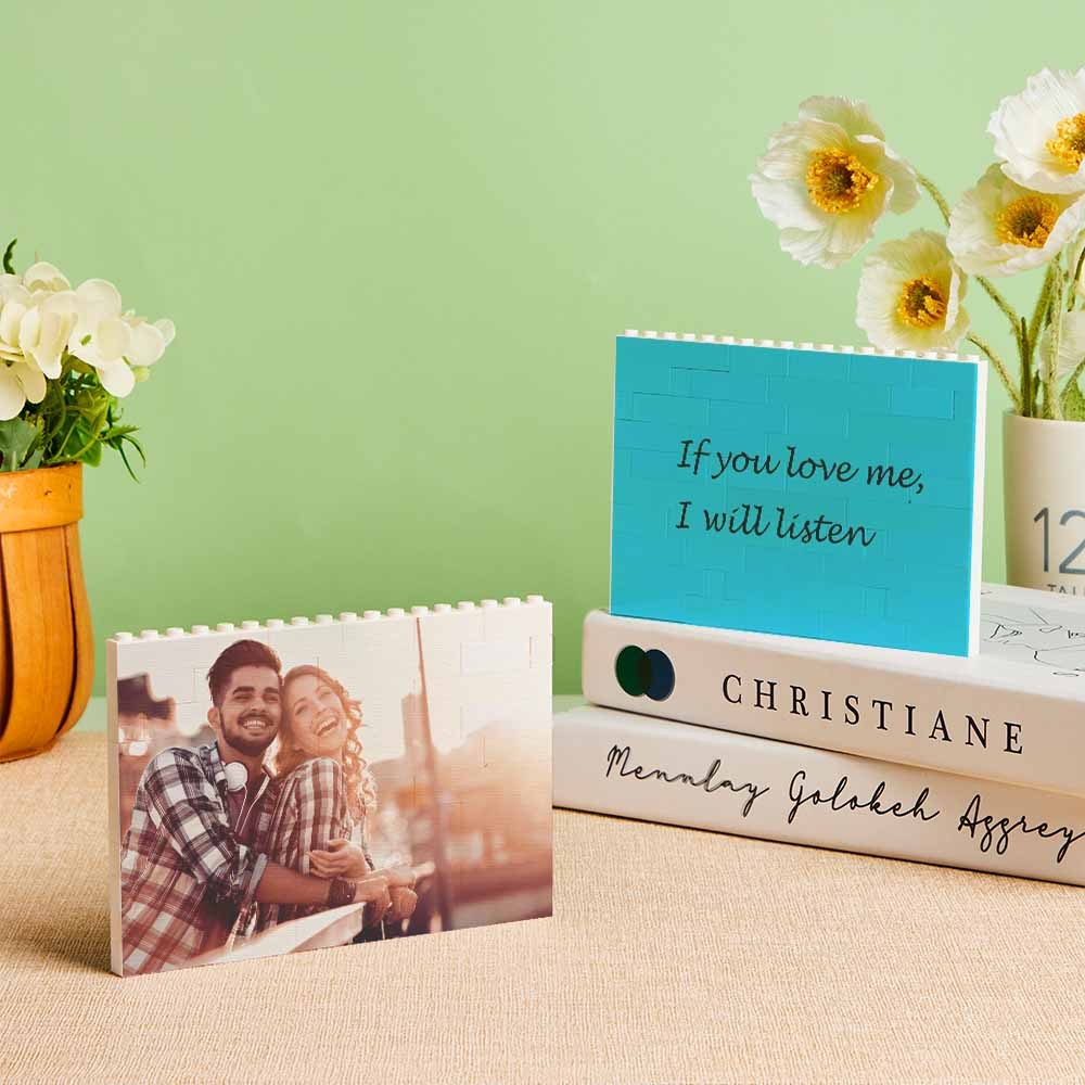 Cornice per foto in mattoni da costruzione personalizzata con musica 
