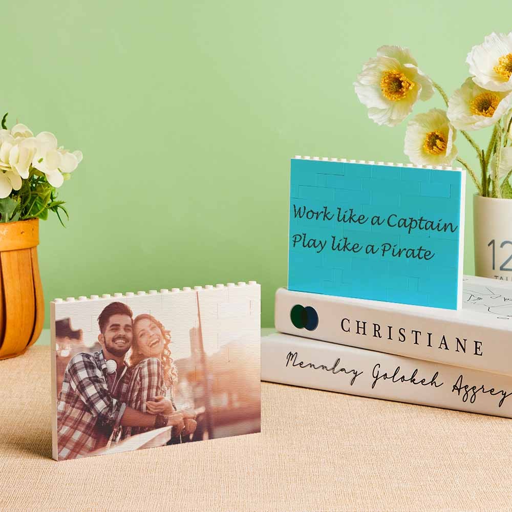 Cornice per foto in mattoni da costruzione personalizzata con musica 