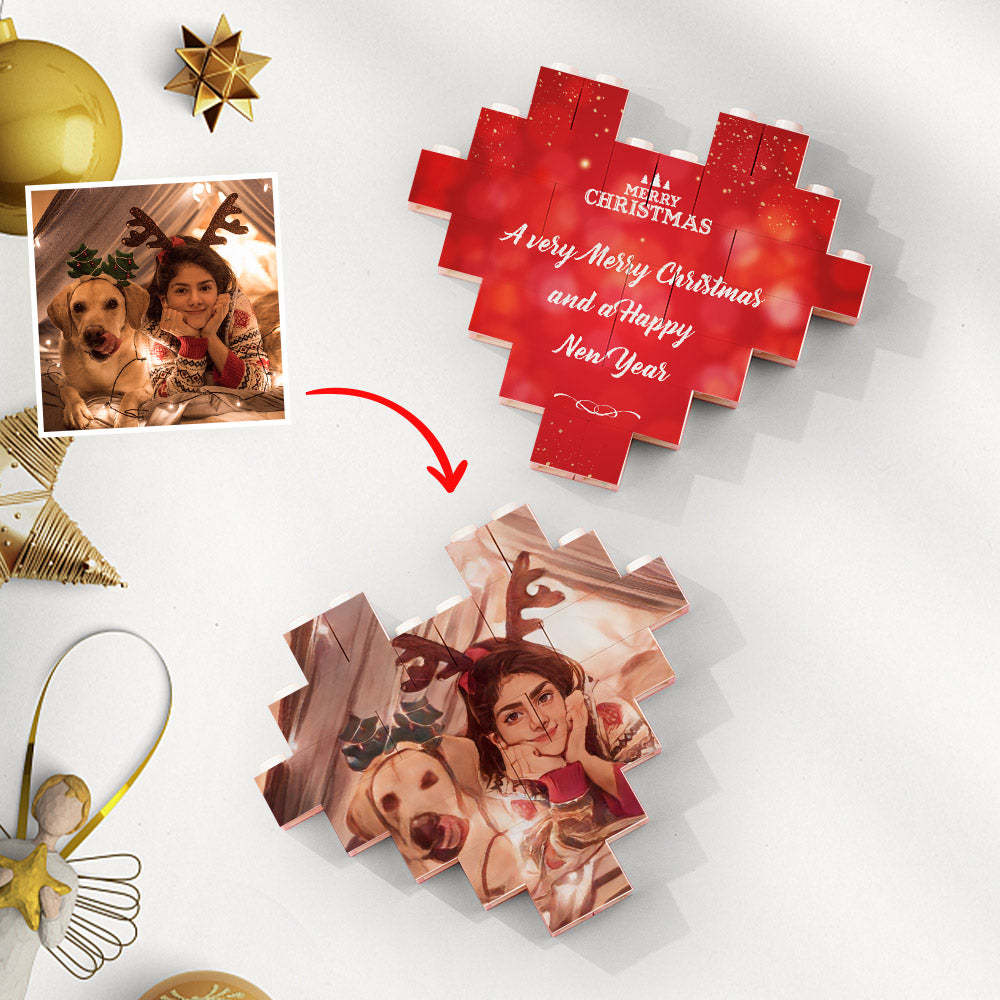 Cuore Di Mattoncini Da Costruzione Personalizzato Con Foto Di Cartoni Animati, Giocattolo Regalo Di Natale - 