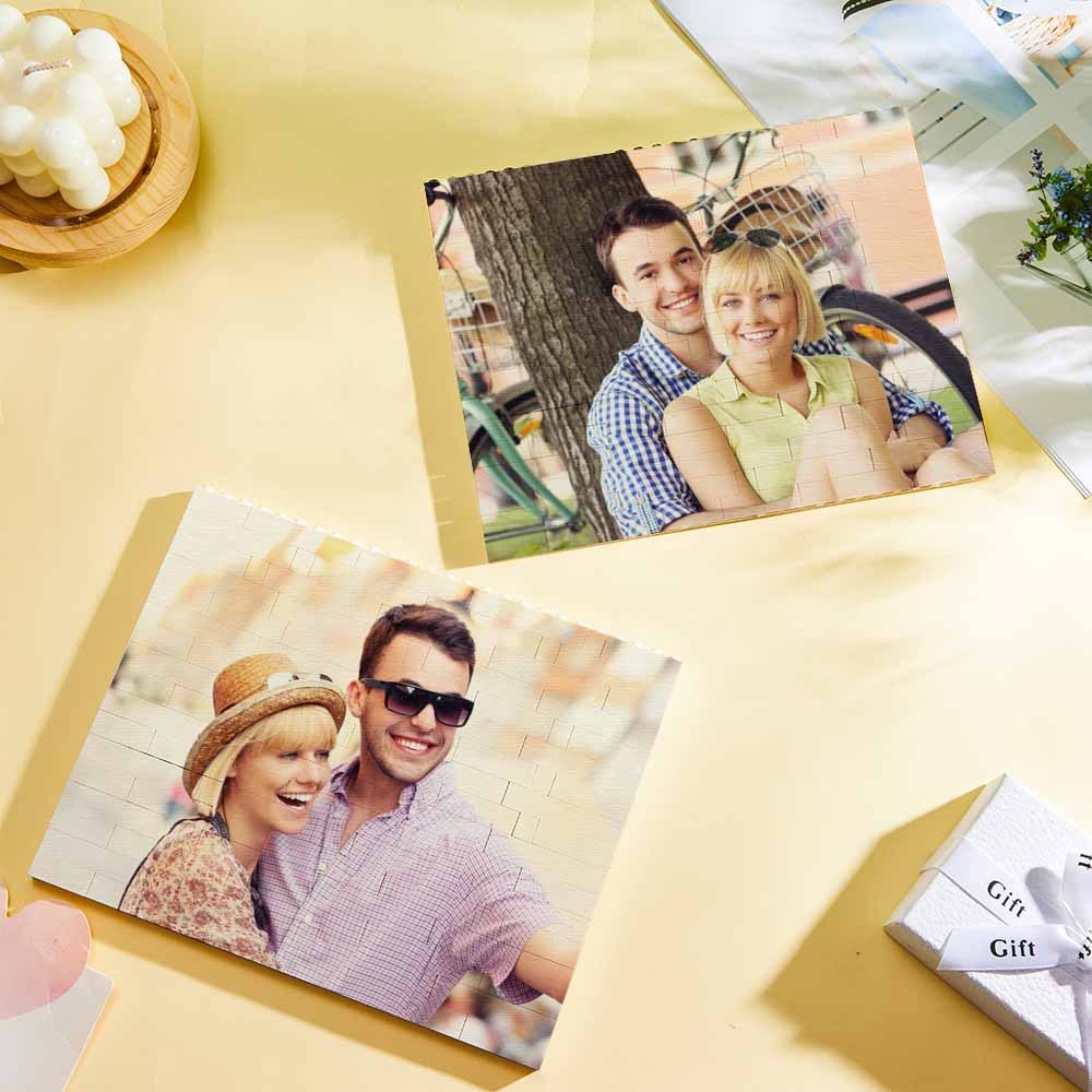 Cornice per foto in mattoni da costruzione personalizzata con musica 