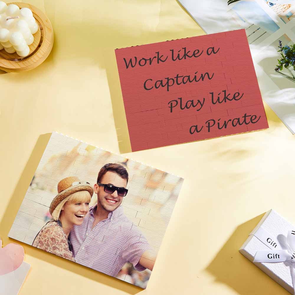 Cornice per foto in mattoni da costruzione personalizzata con musica 