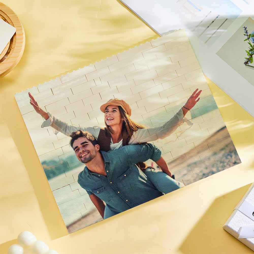 Cornice per foto in mattoni da costruzione personalizzata con musica 