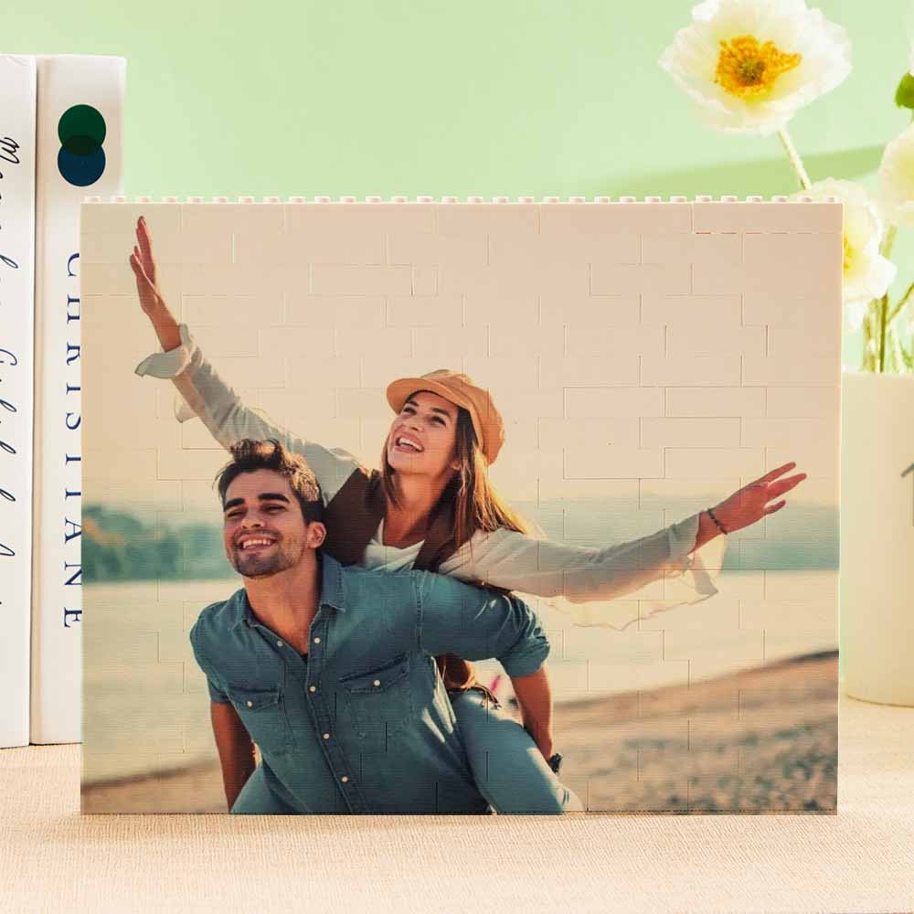 Cornice per foto in mattoni da costruzione personalizzata con musica 