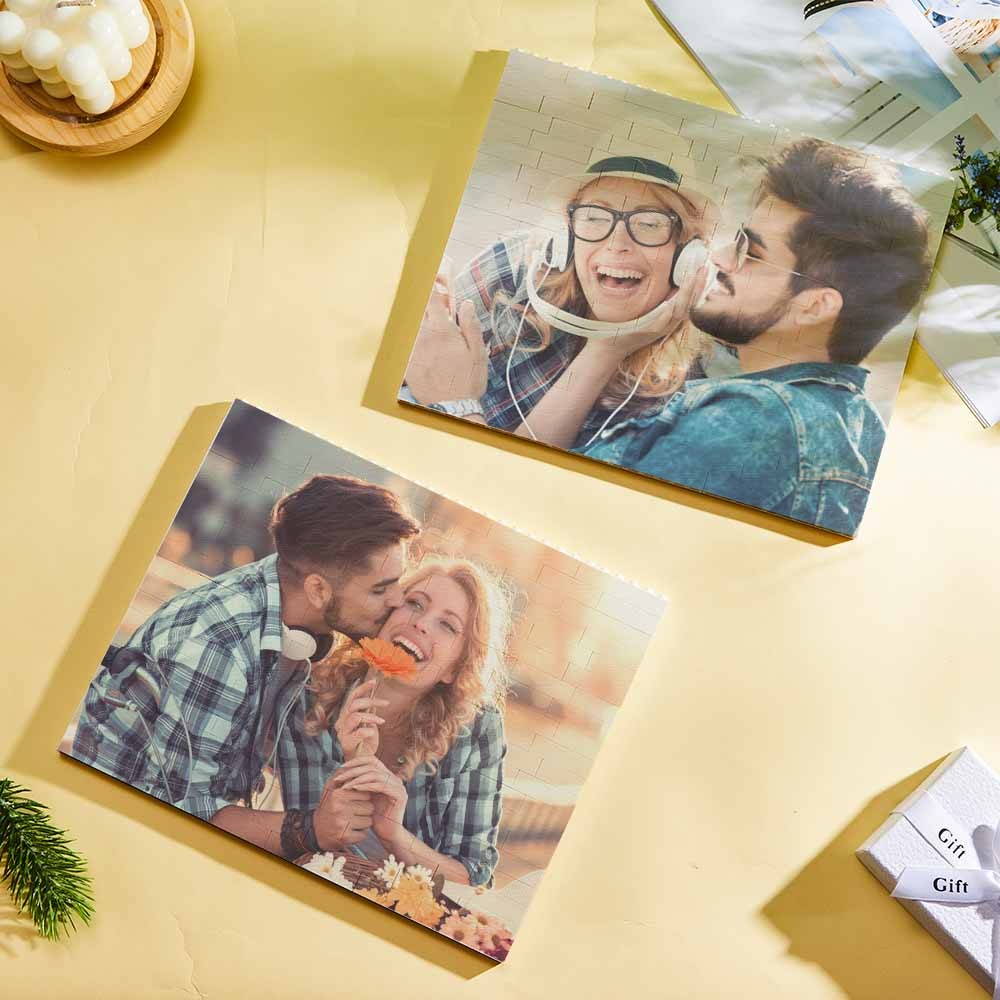 Cornice per foto in mattoni da costruzione personalizzata con musica 