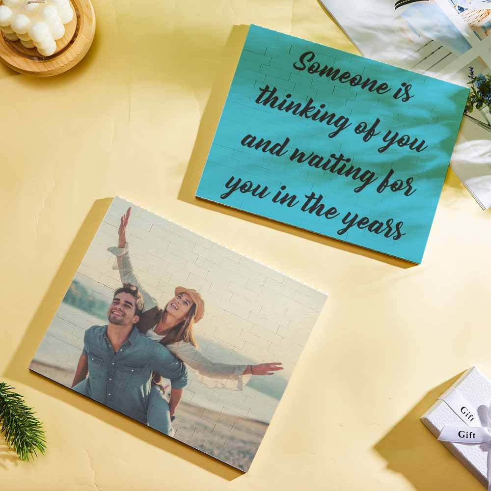 Cornice per foto in mattoni da costruzione personalizzata con musica 