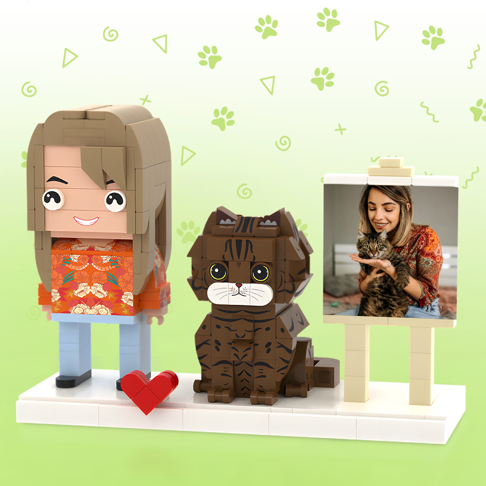 Simpatiche Figure In Mattoni Personalizzate Con Corpo Intero Di Gatto Simpatiche Figure In Mattoni Personalizzabili - 
