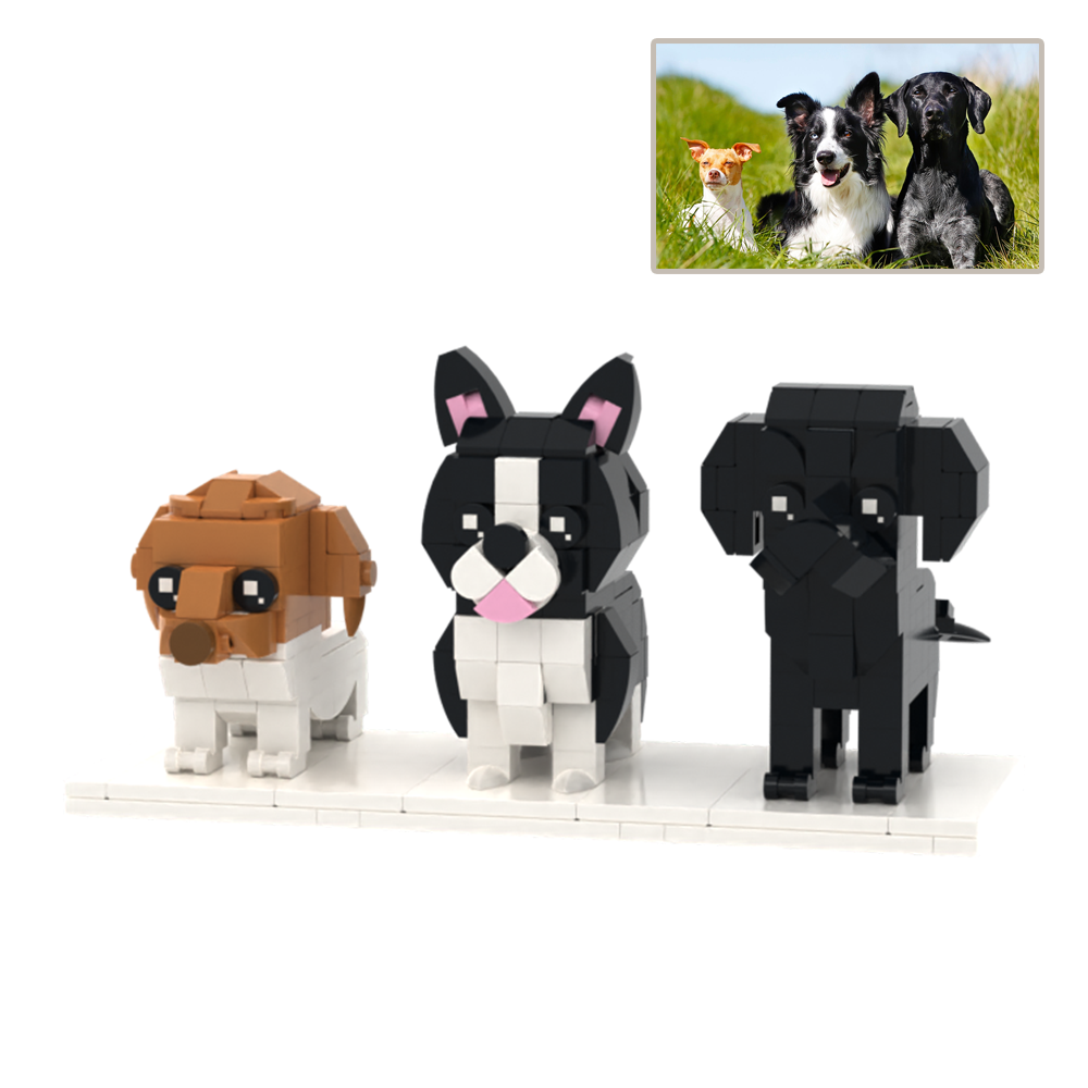 Regalo Personalizzato Per La Famiglia Di Animali Domestici Con Figure In Mattoni A Corpo Intero Per Gatti E Cani - 