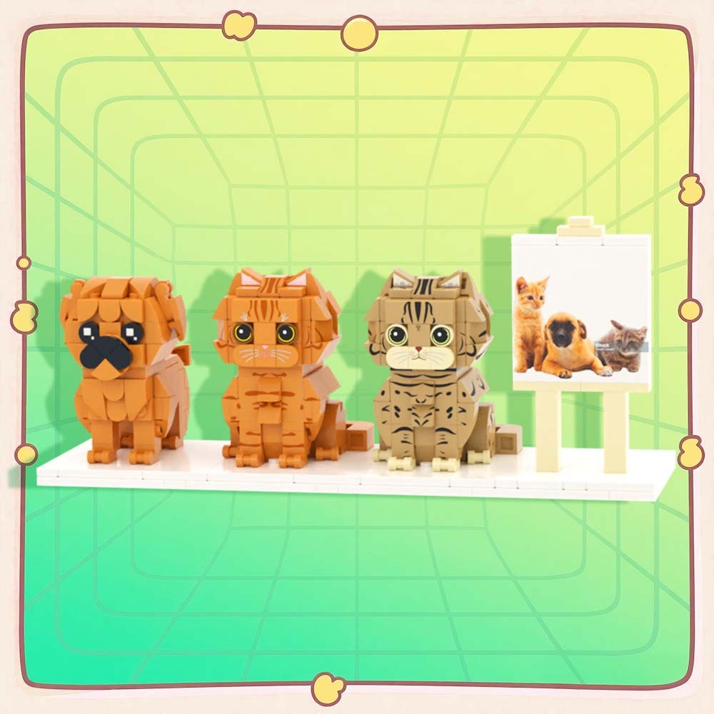 Regalo Personalizzato Per La Famiglia Di Animali Domestici Con Figure In Mattoni A Corpo Intero Per Gatti E Cani - 