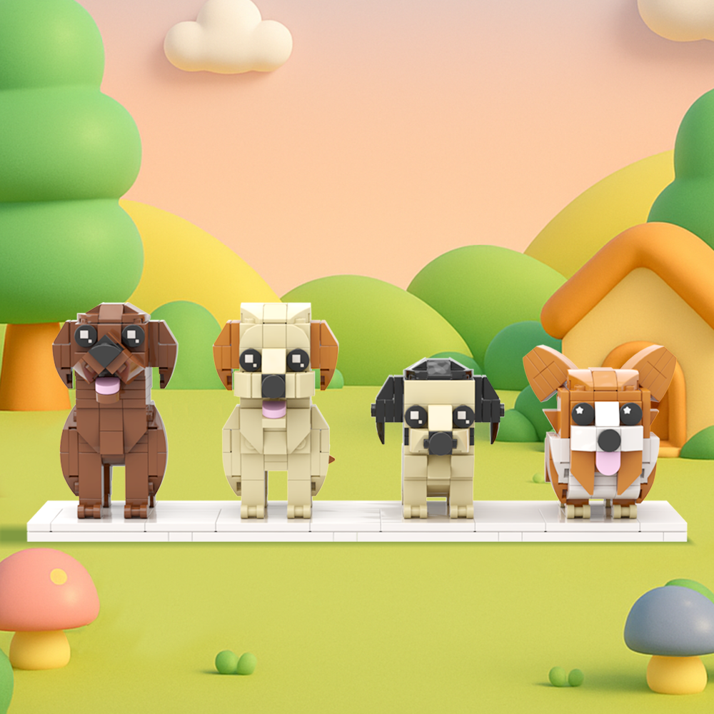 Regalo Personalizzato Per La Famiglia Di Animali Domestici Con Figure In Mattoni A Corpo Intero Per Gatti E Cani - 