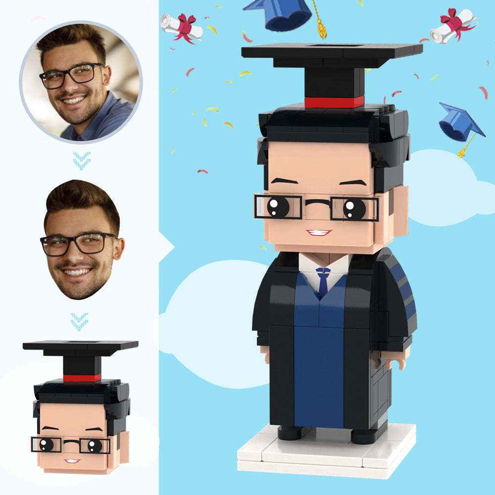 Regali di laurea Figure di mattoni con testa personalizzata Figure di mattoni uniformi di laurea personalizzata Giocattolo con blocchi di piccole particelle 