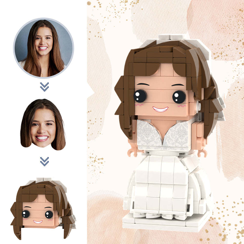 Regali di nozze Abiti da sposa Figure in mattoni Figure in mattoni con testa personalizzata Giocattolo con blocchi di piccole particelle 