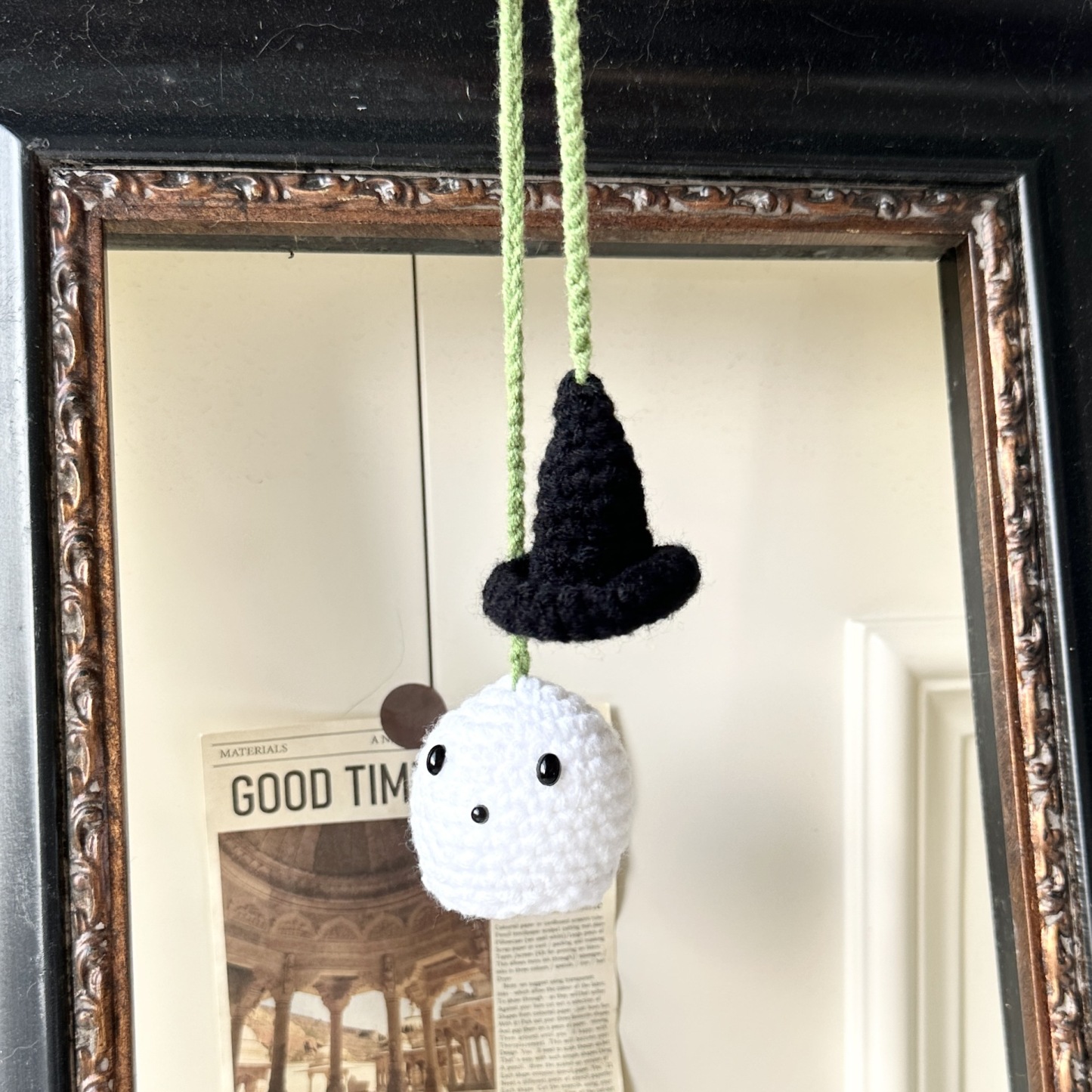 Originale Ornamento A Forma Di Zucca Fantasma All'uncinetto - Morbido Accessorio Per Auto, Regalo Creativo Per Auto - 