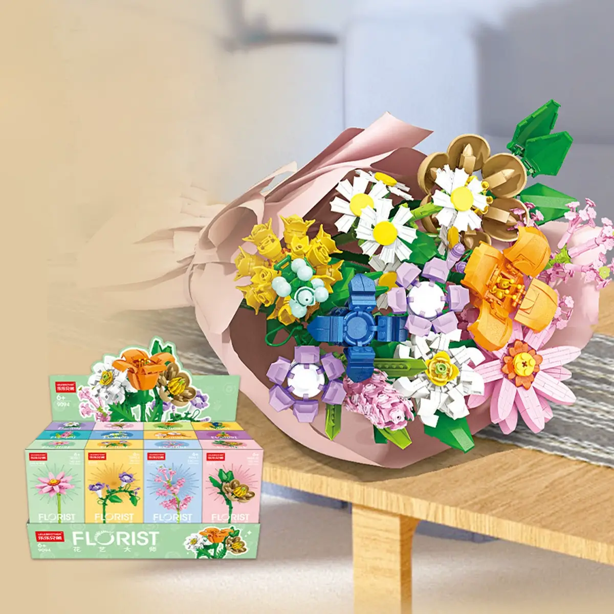 Mazzo Di Fiori, Blocchi Da Costruzione Da Collezione, Conto Alla Rovescia Floreale, Regalo Per 12 Giorni Di Natale