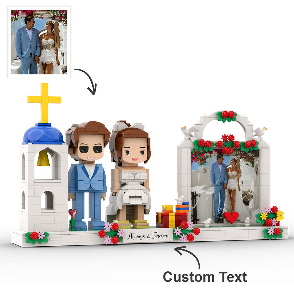 Regalo Di Nozze Per Coppia Sposata, Viso Tondo, Corpo Intero, Personalizzabile, 2 Persone, Figure In Mattoni Personalizzate Per Marito E Moglie - minebrickit