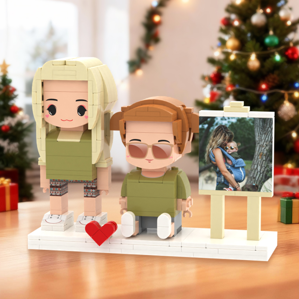 Figure Di Mattoni Personalizzate A Figura Intera Sedute, Figure Di Mattoni Personalizzate Per 2 Persone, Giocattolo Di Plastica Ad Incastro Universale, Regalo Di Natale - 