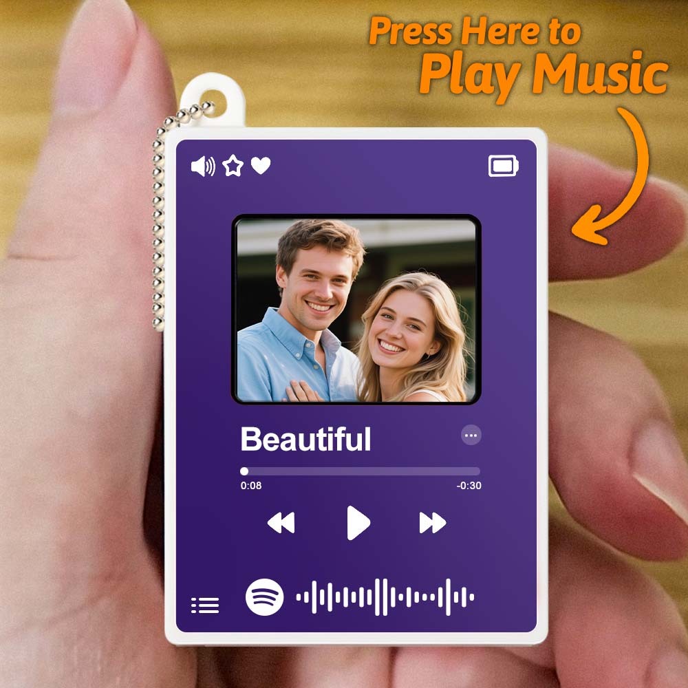 Porte-clés Photo Personnalisé Avec Mini Lecteur De Chansons - 