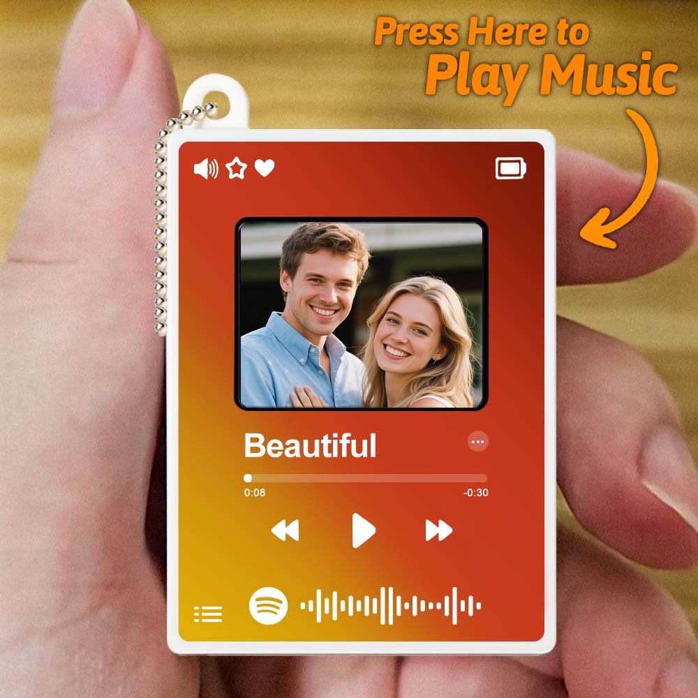Porte-clés Photo Personnalisé Avec Mini Lecteur De Chansons - 