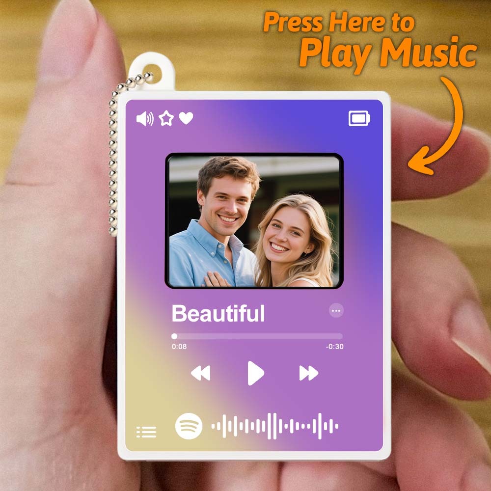 Porte-clés Photo Personnalisé Avec Mini Lecteur De Chansons - 