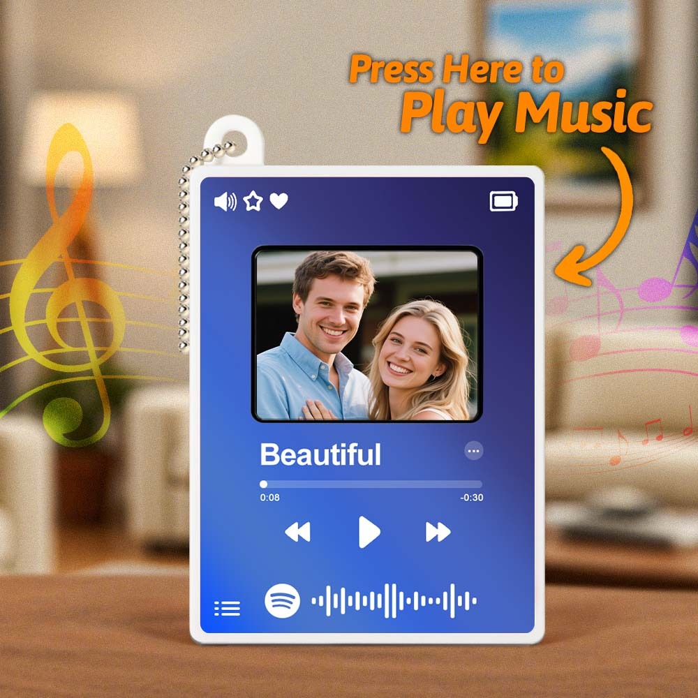 Porte-clés Photo Personnalisé Avec Mini Lecteur De Chansons - 