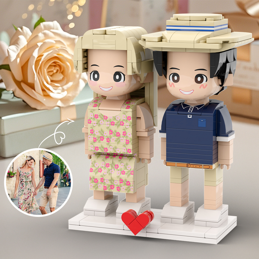 Figurines En Briques Duddu Pour 2 Personnes, Corps Entier, Personnalisées, Cadeau D'anniversaire Pour Couple - 